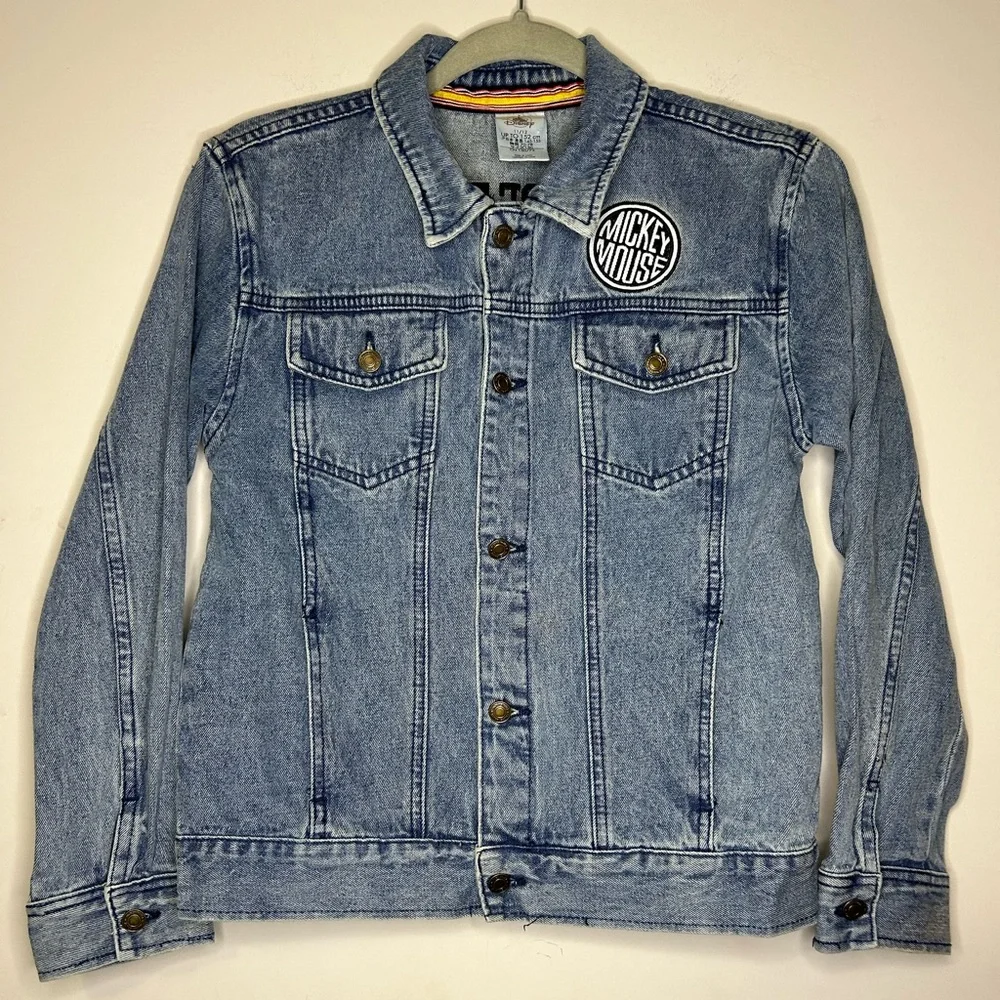 Disney Denim Jacket Mickey Mouse Youth 11/12 S Leader Of The Club Embroidered - Picture 1 of 10